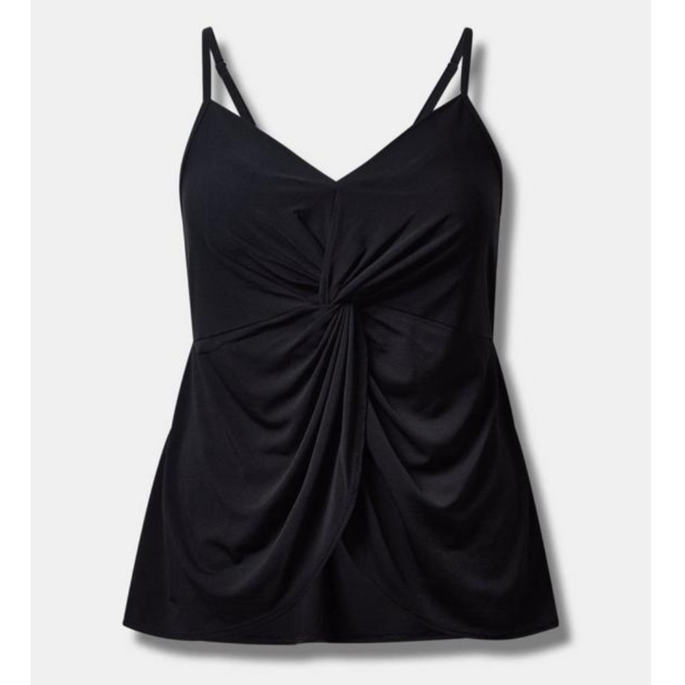 NWT torrid plus size 4 4x 26 Black Studio Crepe V-Neck Twist Tank going out top